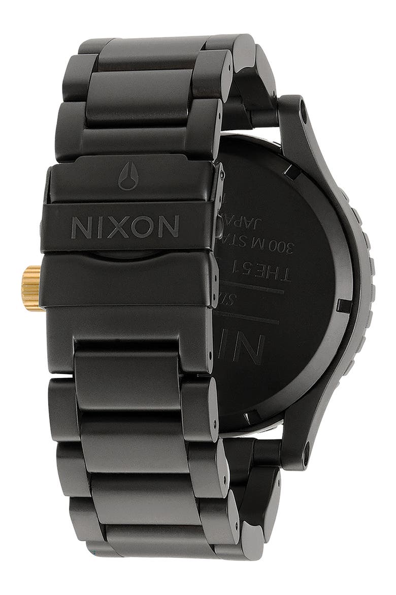 51-30 Chronograph Bracelet Watch, 51mm, Alternate, color, MATTE BLACK / GOLD