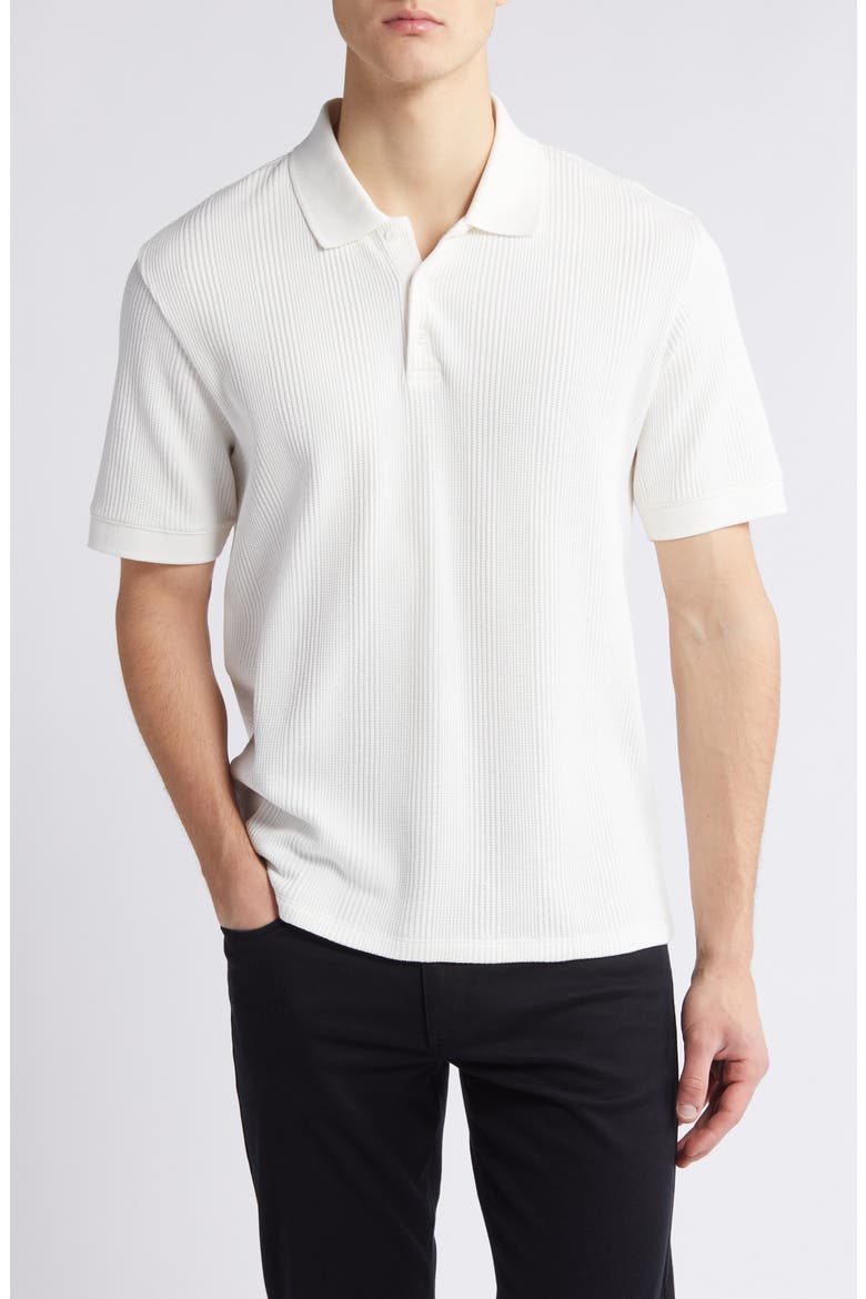 Textured Stretch Cotton Polo, Main, color, OFF WHITE