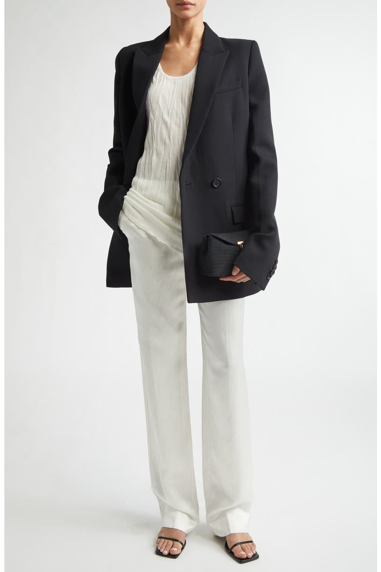 Slim Tailored Double Breasted Blazer, Alternate, color, BLACK