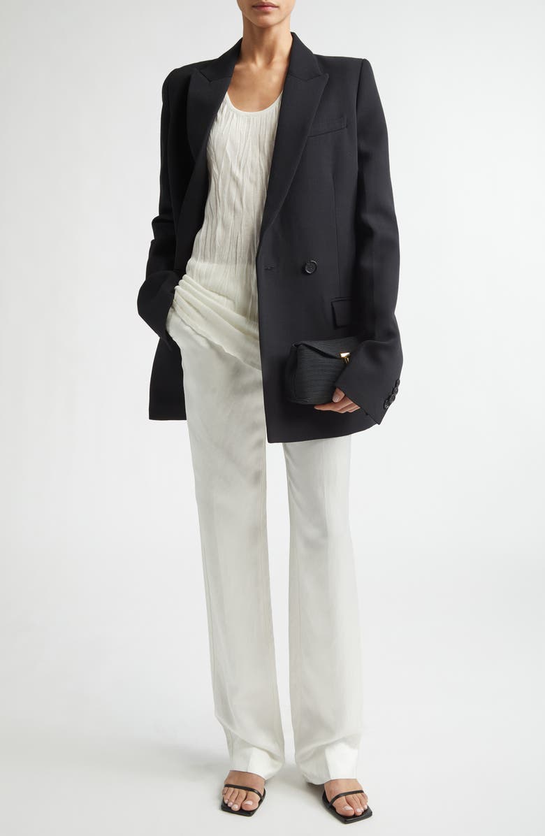 TOTEME Slim Tailored Double Breasted Blazer, Alternate, color, Black