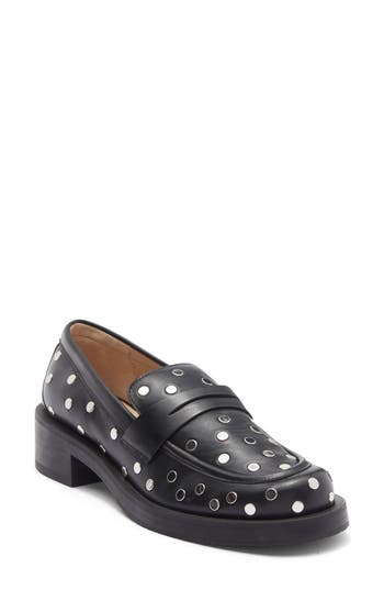 Stuart Weitzman Palmer Bold Stud Loafer In Black
