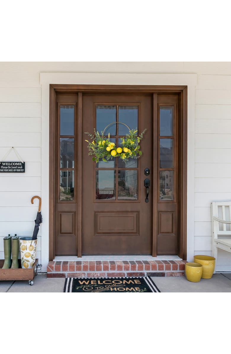 Northlight Lemon and Daisy Springtime Half Wreath - 22" - Yellow, Alternate, color, Yellow