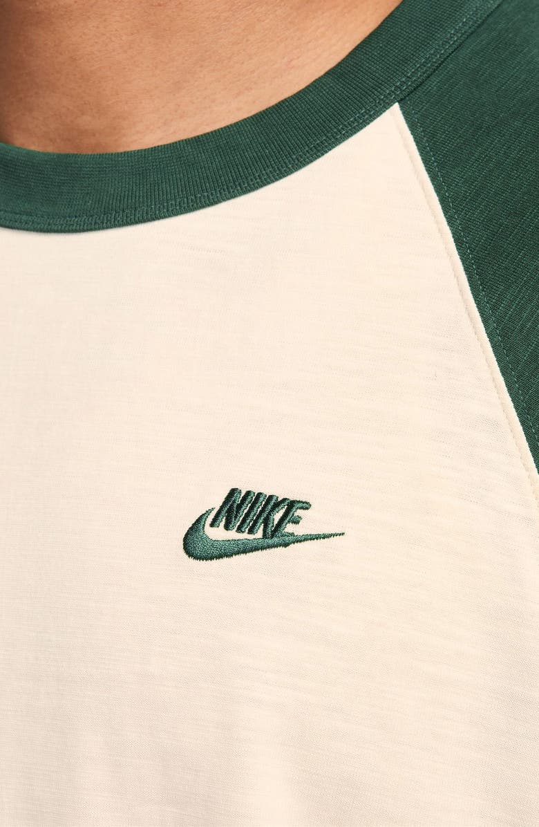 Nike Colorblock Three Quarter Sleeve Cotton T-Shirt, Alternate, color, Fir/ Chalk
