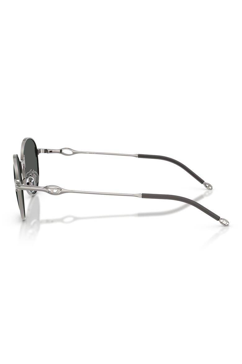 52mm Round Sunglasses, Alternate, color, SHINY GUN METAL / DARK GREY