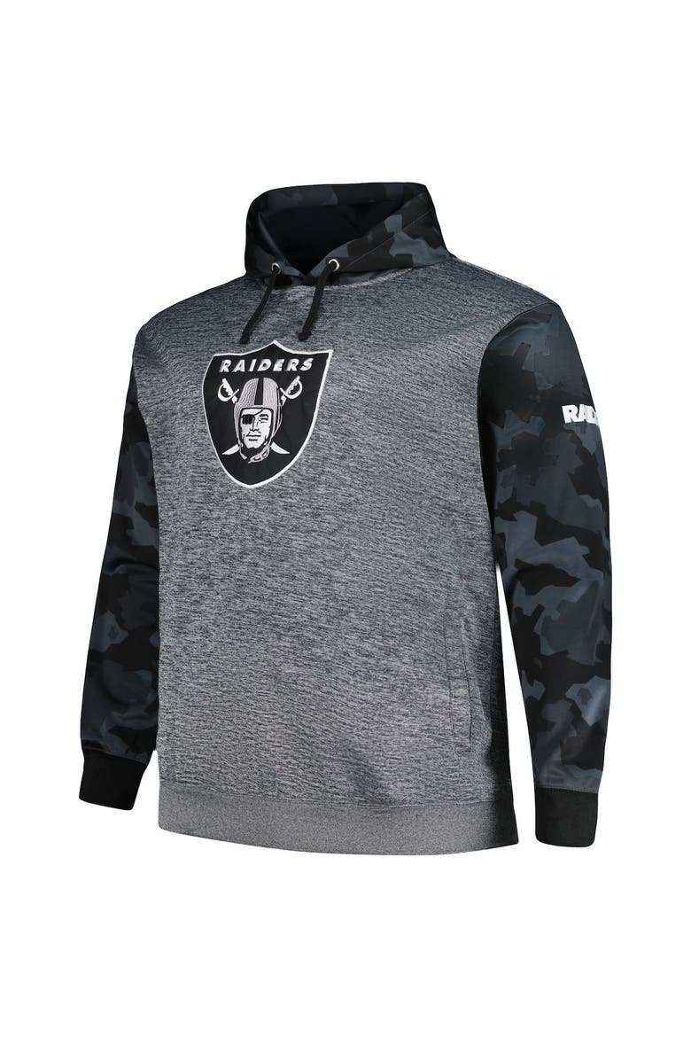 Men's Fanatics Branded Heather Charcoal Las Vegas Raiders Big & Tall Camo Pullover Hoodie, Alternate, color, Heather Charcoal