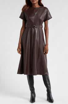 Faux Leather Midi Dress