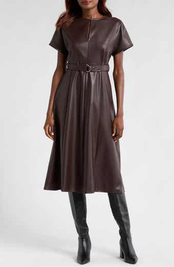 Faux Leather Midi Dress