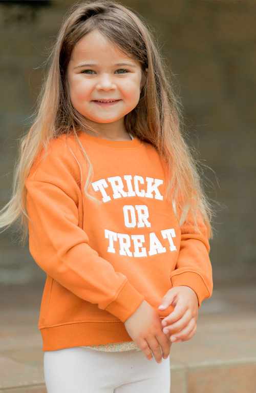 Bits & Bows Trick-or-treat Halloween Sweatshirt In Orange