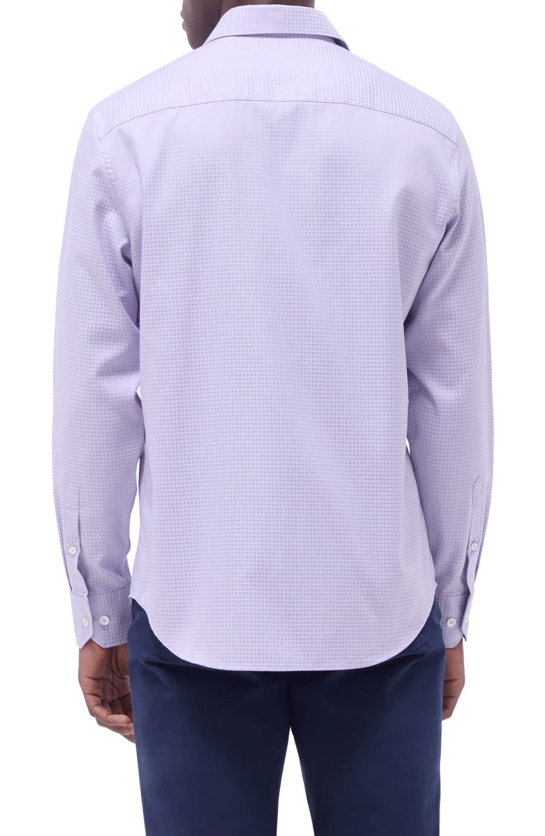 Bugatchi Axel Shaped Fit Micro Check Button-Up Shirt, Alternate, color, Lilac