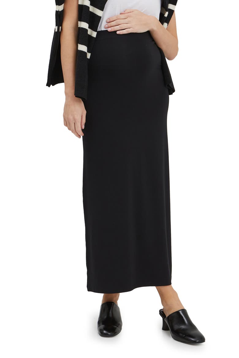 Halle Maternity Maxi Skirt, Main, color, BLACK
