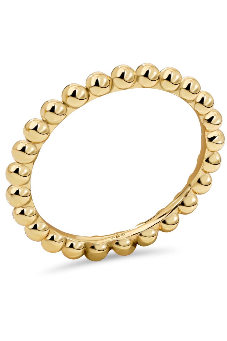 Beaded Ball Ring in Gold Plated Sterling Silver, 2mm, Alternate, color, Yellow Gold
