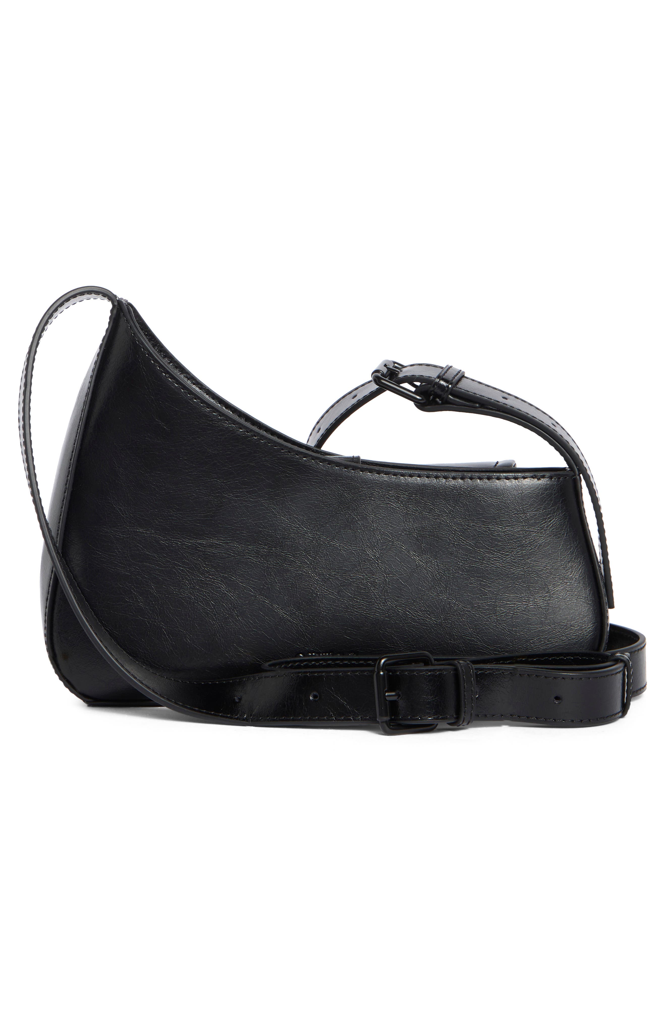 Off-White Jitney Leather Hobo, Alternate, color, Black