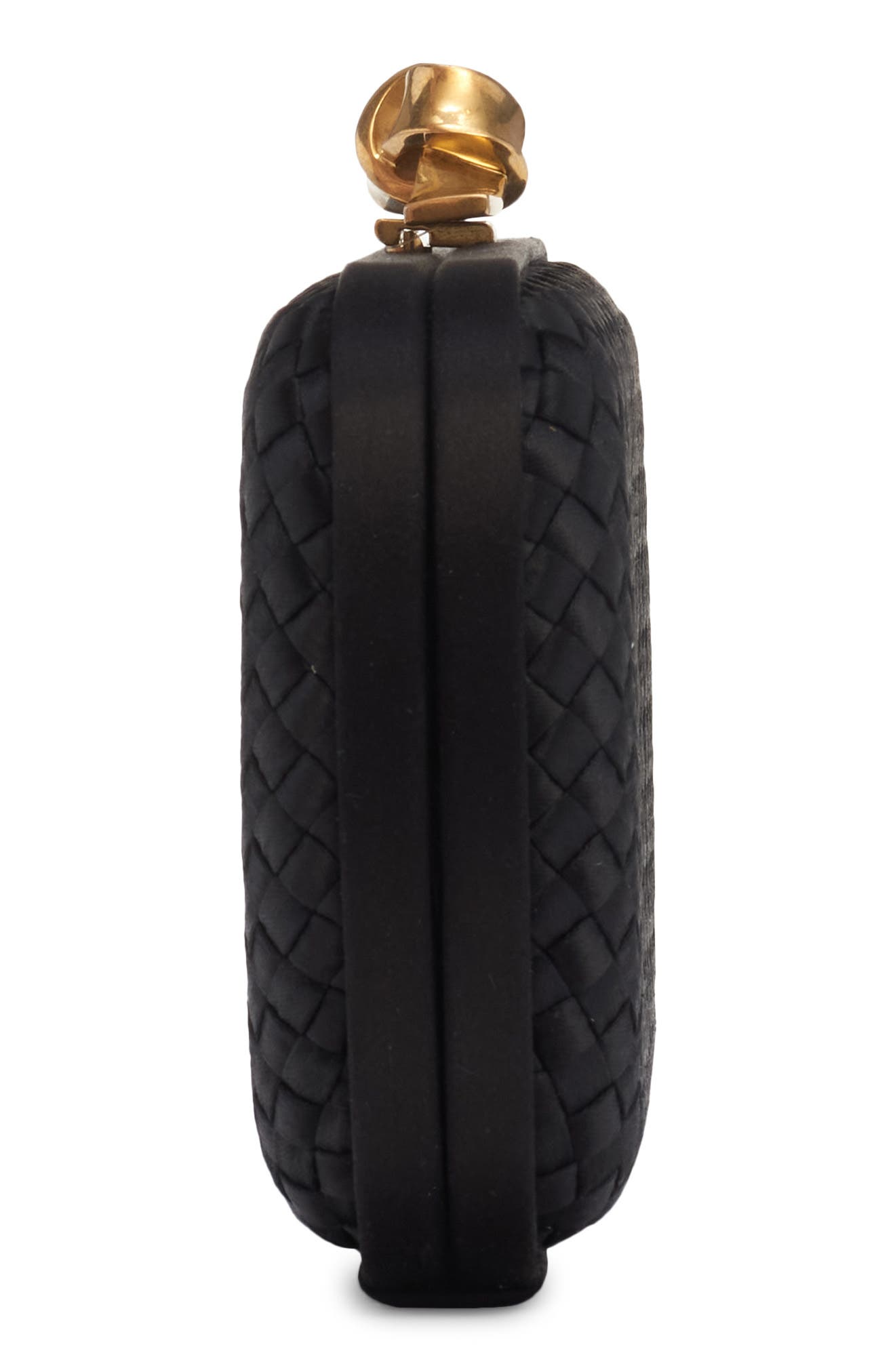 Bottega Veneta Knot Intreccio Satin Minaudière, Alternate, color, 1007 Black-Brass Vibrato