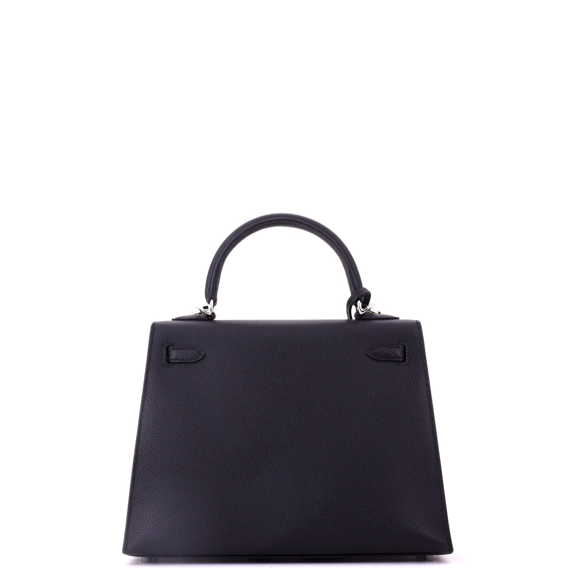 Pre-Owned Hermes Kelly Handbag Black Epsom with Palladium Hardware 25, Alternate, color, Noir
