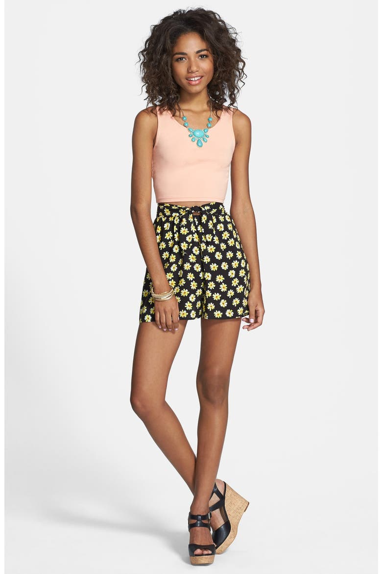 Tie Front Shorts, Alternate, color, BLACK FLORAL
