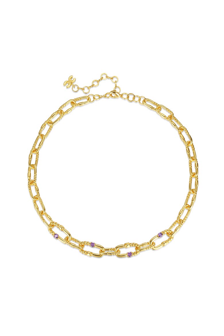 Double Colored Zirconia Necklace, Alternate, color, Gold