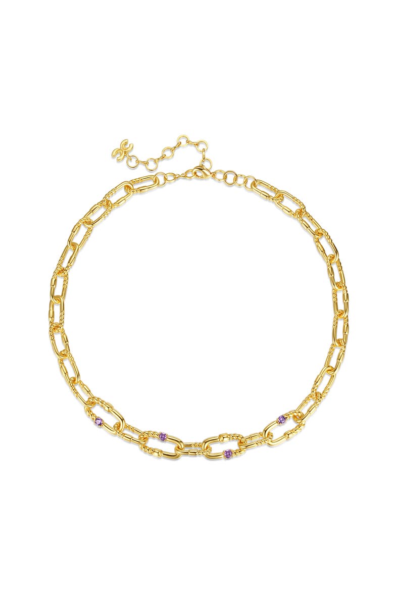 Classicharms Double Colored Zirconia Necklace, Alternate, color, Gold