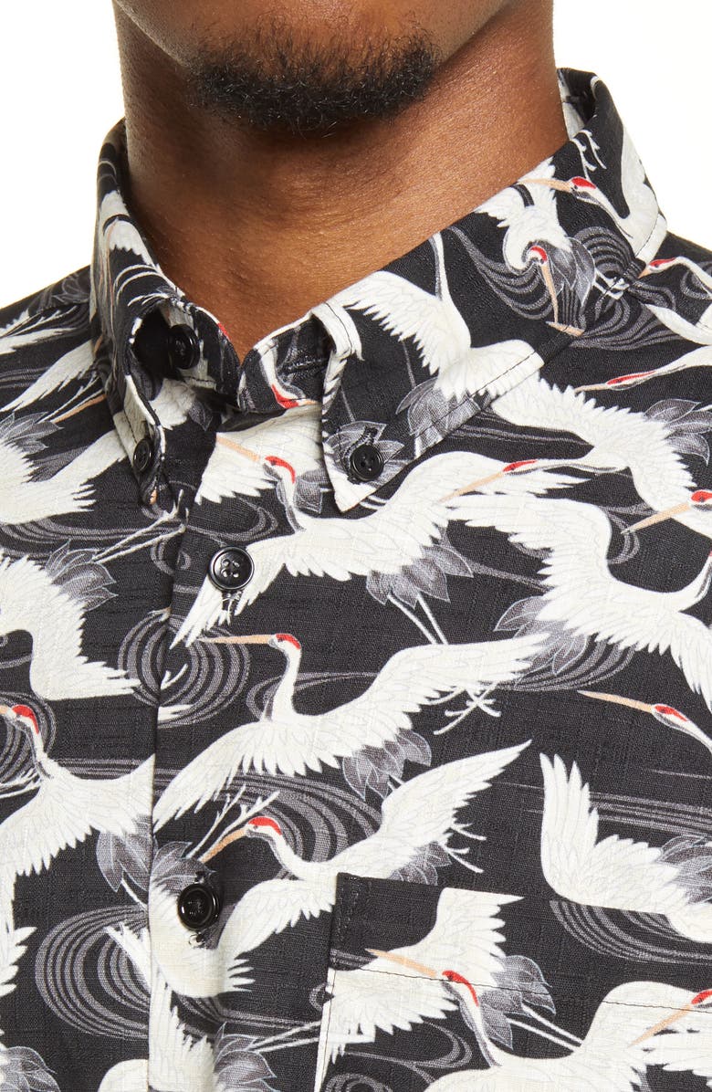 Naked & Famous Denim Easy Slub Crane Cotton Button-Down Shirt, Alternate, color, 