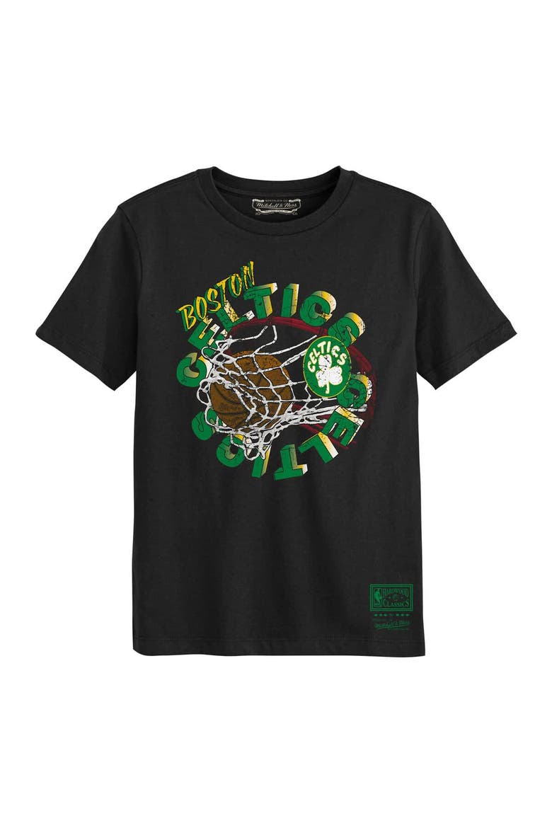 Preschool Mitchell & Ness Black Boston Celtics In The Net T-Shirt, Main, color, Black