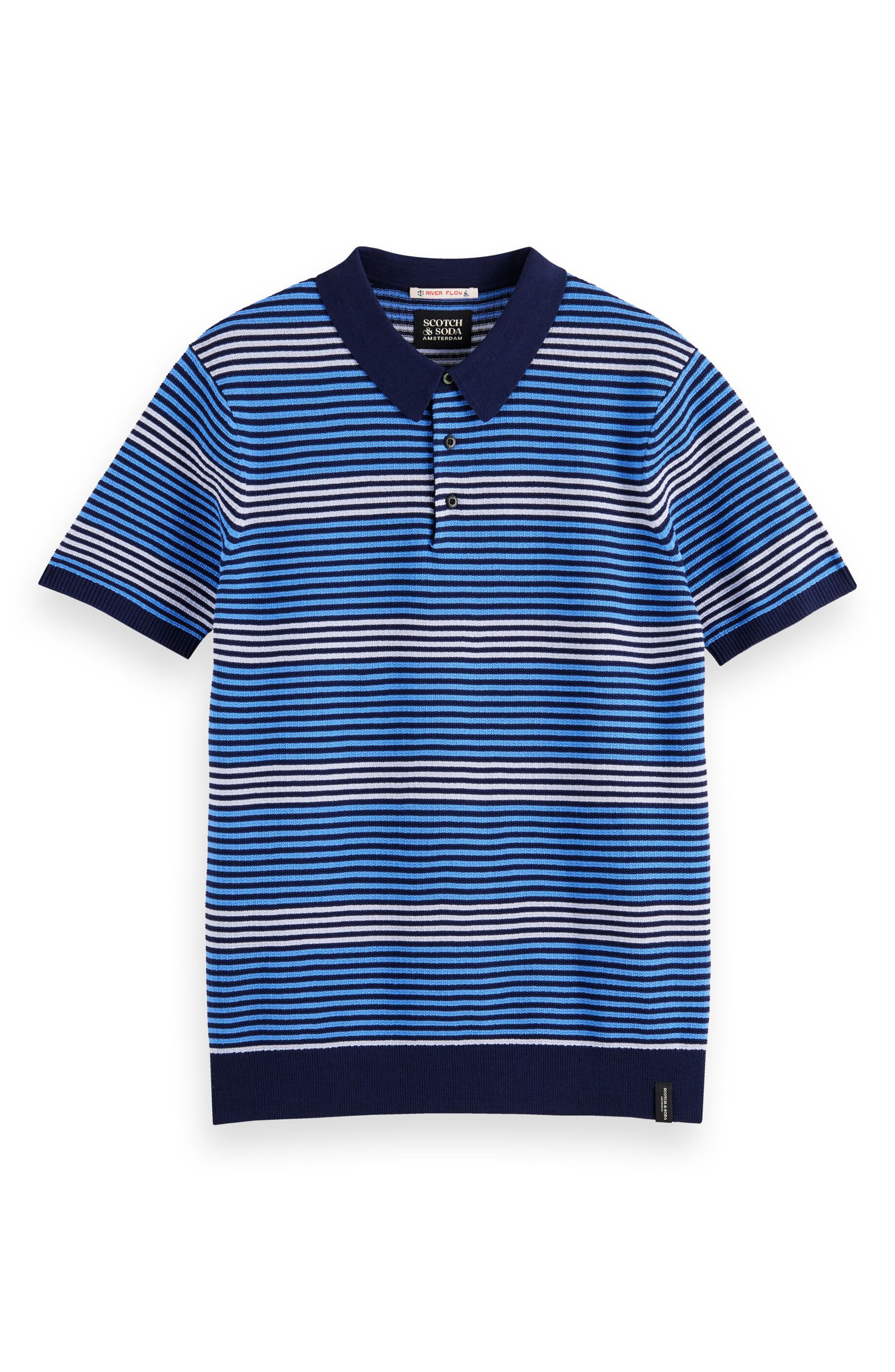 Structured Stripe Cotton Knit Polo