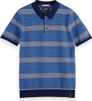 Scotch & Soda Structured Stripe Cotton Knit Polo