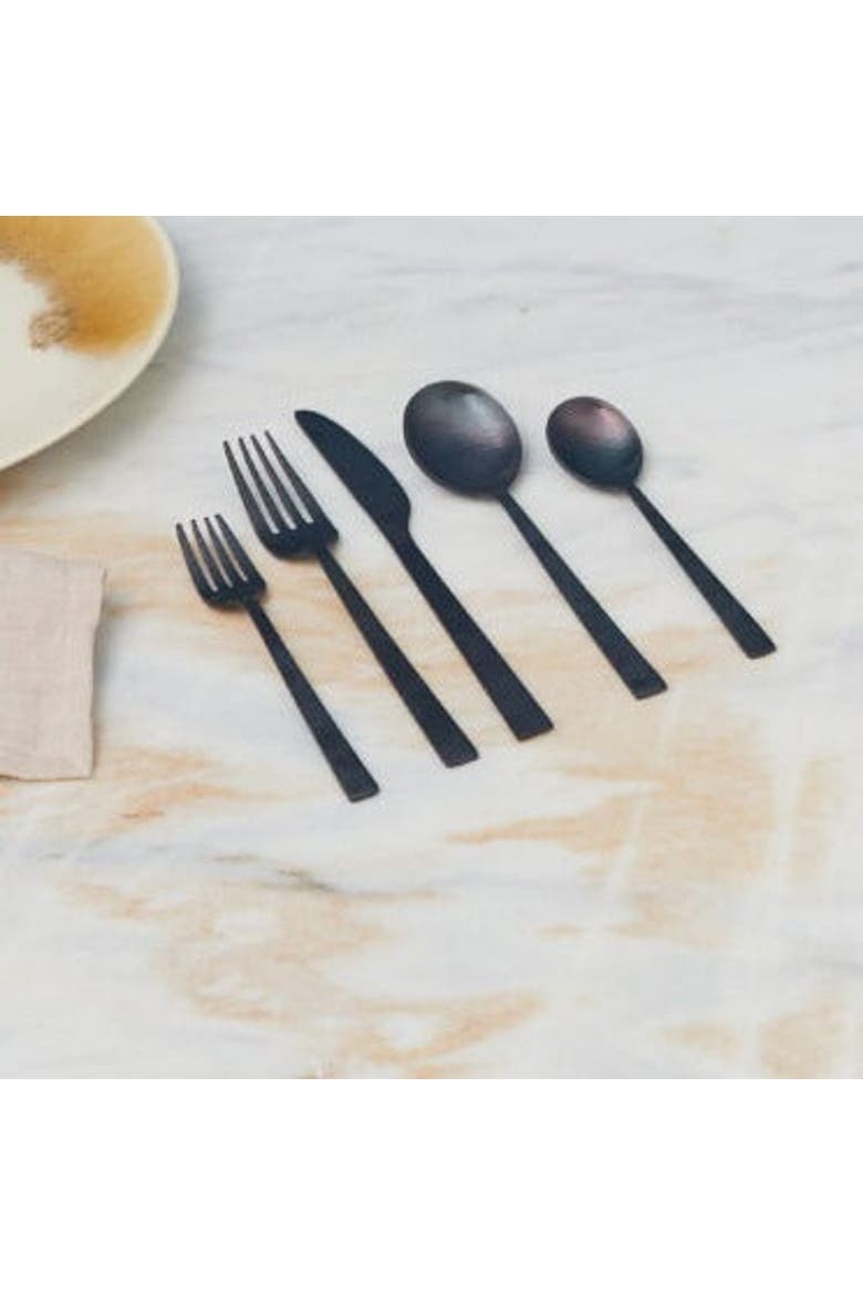 Hammered Black Flatware Set, Alternate, color, Black