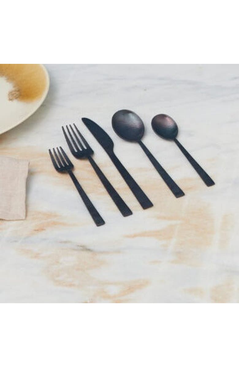 Be Home Hammered Black Flatware Set, Alternate, color, Black