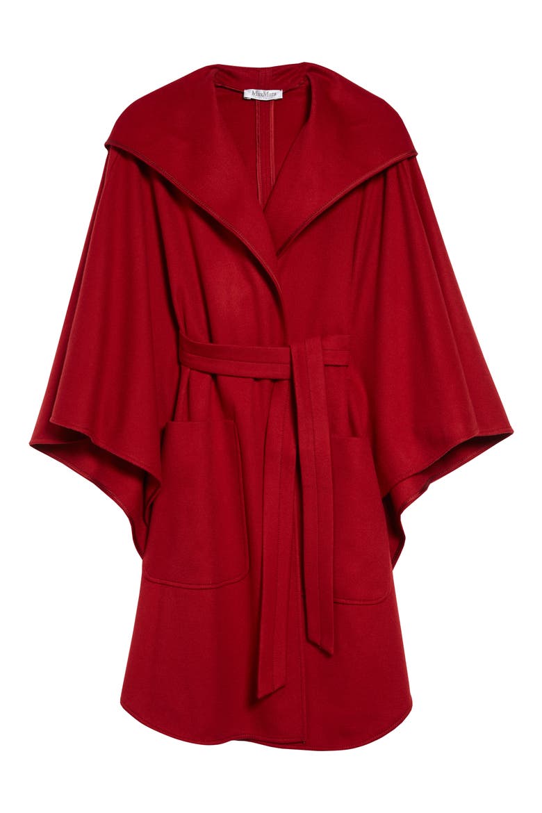 Belted Cashmere Poncho, Alternate, color, RED