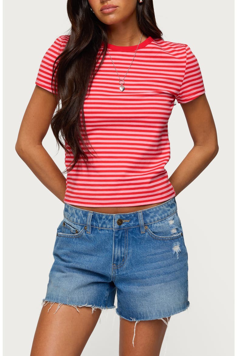 Nessie Stripe T-Shirt, Main, color, RED-AND-PINK
