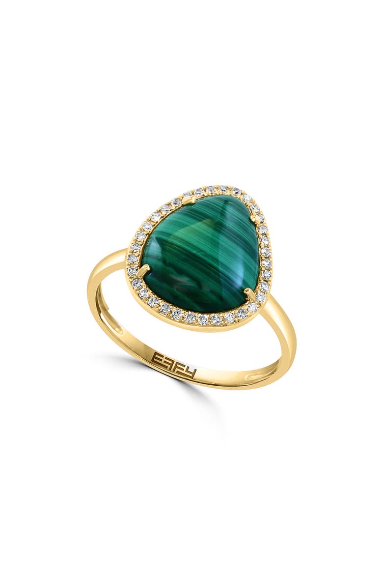 Malachite & Diamond Ring - 0.13ct., Main, color, GREEN