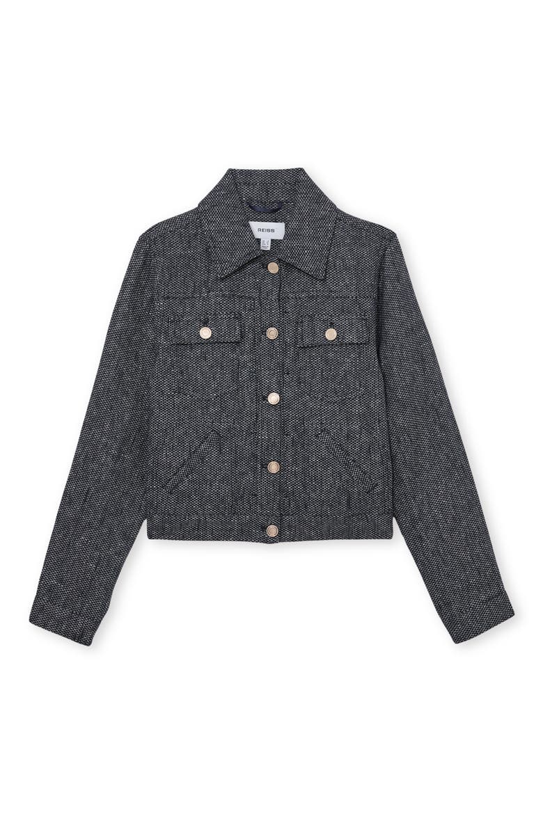 Bree Linen & Cotton Cropped Jacket, Alternate, color, NAVY