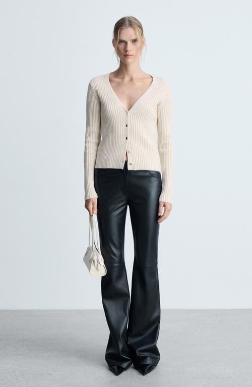 Shop Mango Metallic Rib Cardigan In Light/pastel Grey