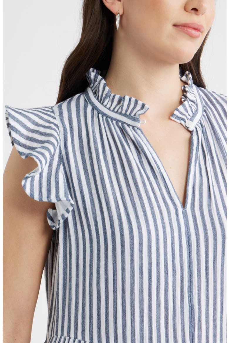 Ruffle Duo Cotton Gauze Dress, Alternate, color, NAVY- WHITE BRIANNE STRIPE