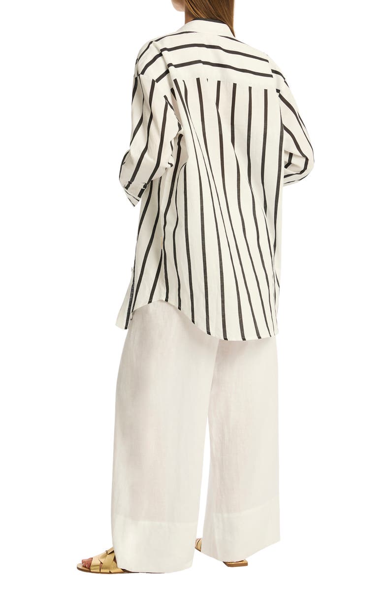 Sea Level Corfu Stripe Cover-Up Shirt, Alternate, color, Black