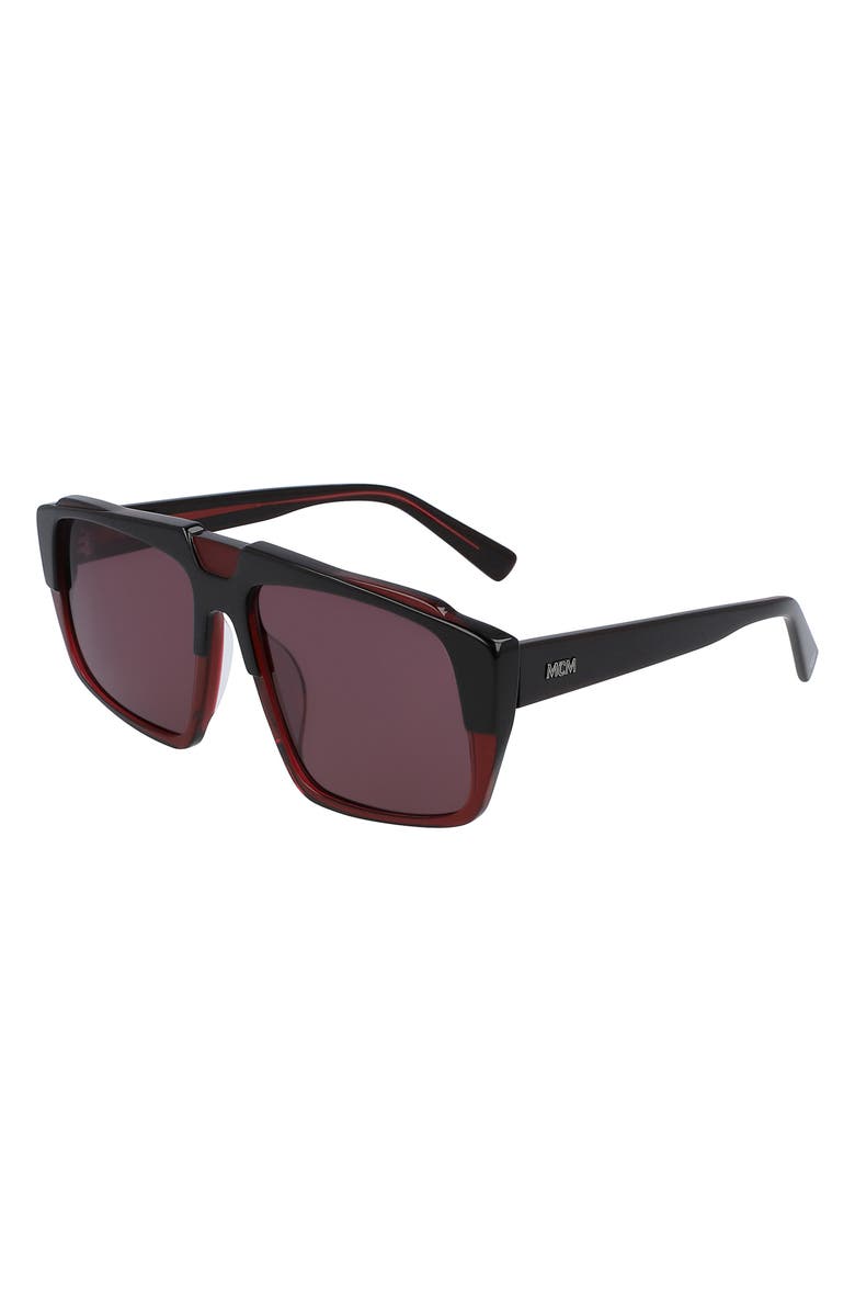 MCM 57mm Layered Rectangle Sunglasses, Alternate, color, 