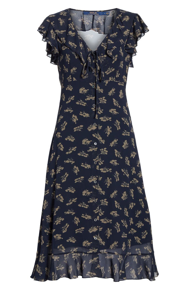 Polo Ralph Lauren Ruffled Floral Midi Dress, Alternate, color,