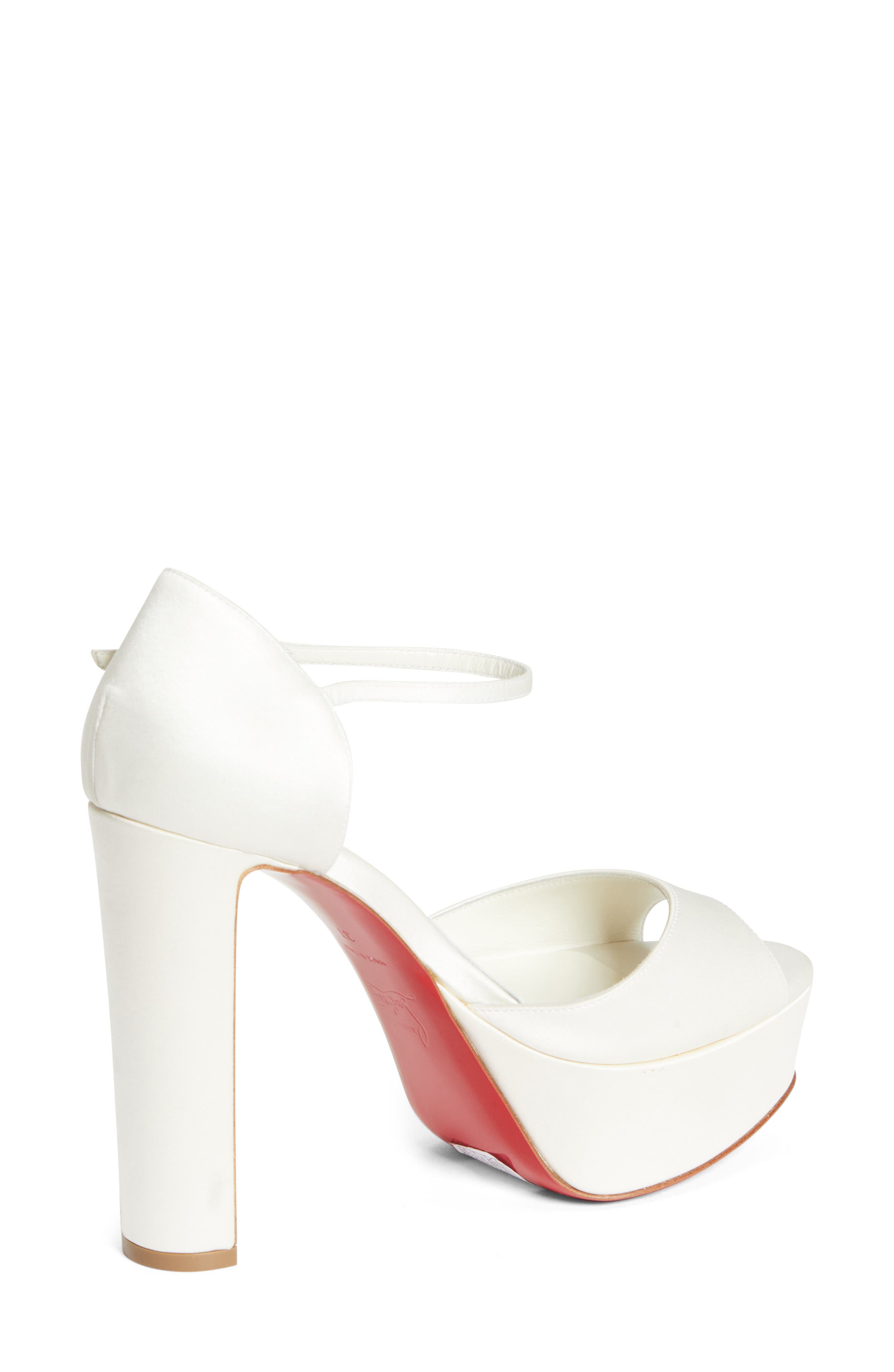 Christian Louboutin Sandaloo Silk Satin Platform Sandal, Alternate, color, W446 Ivory/Lin Snow