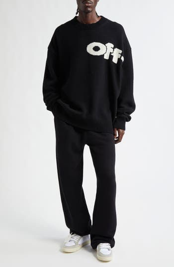 Off-White Shared Logo Intarsia Wool Blend Crewneck Sweater