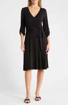 Faux Wrap Midi Dress