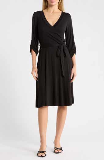 Faux Wrap Midi Dress