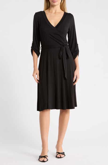 Faux Wrap Midi Dress