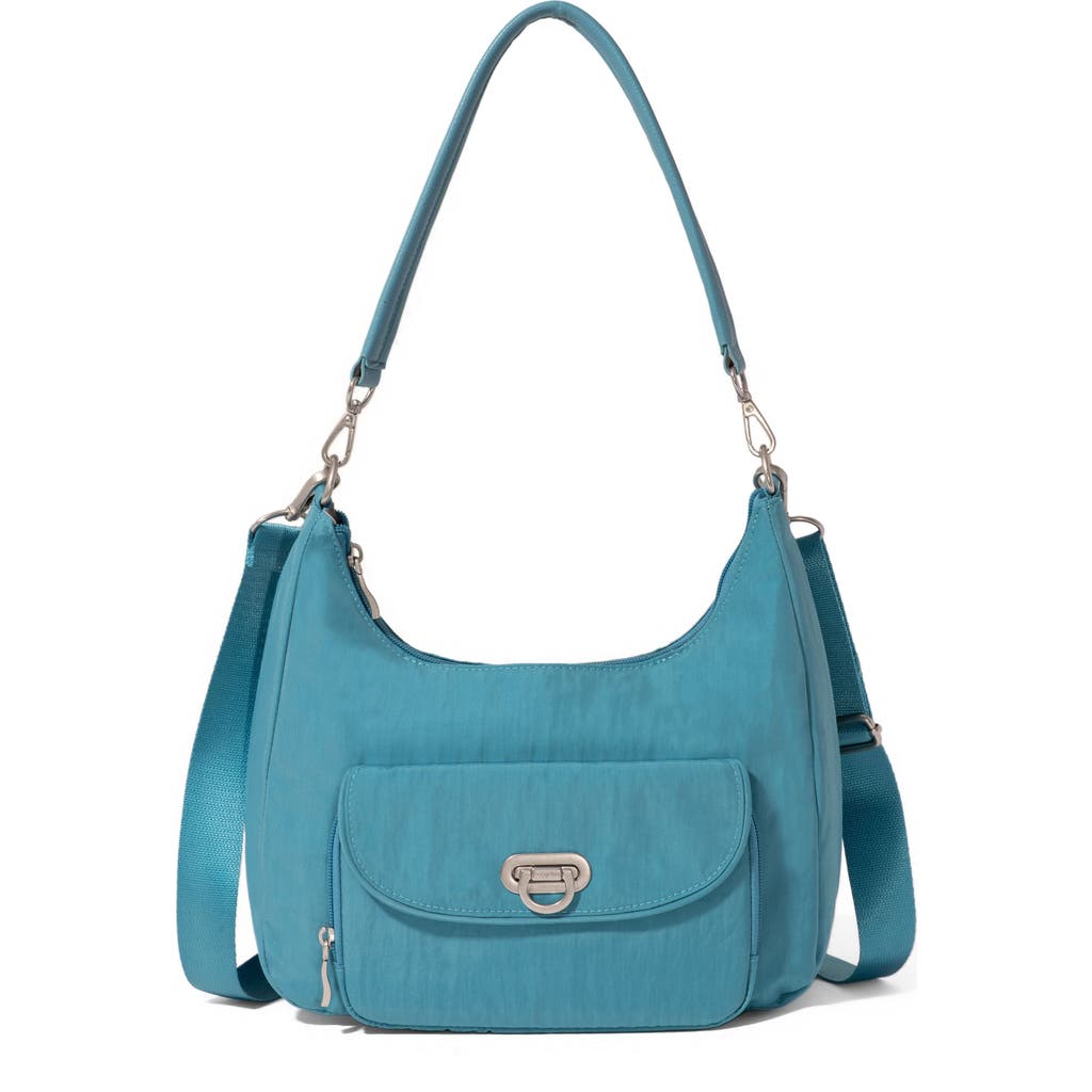Baggallini Coastal Flip Lock Half Moon Bag In Seaside Blue