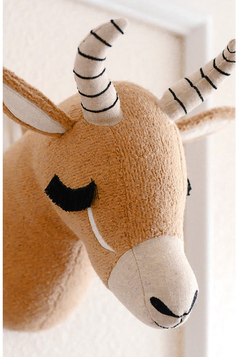 Safari Animal Plush Head Wall Art, Alternate, color, BROWN ANTELOPE