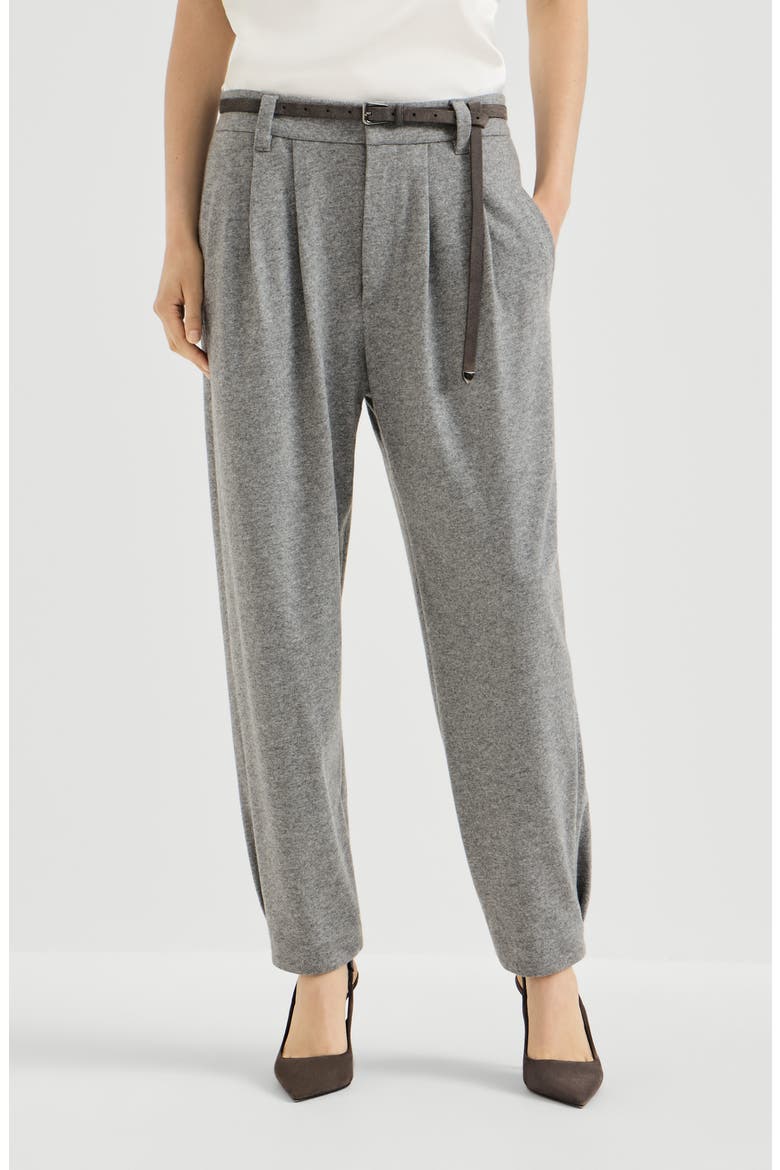 Cashmere jersey tailored trousers, Main, color, Grey
