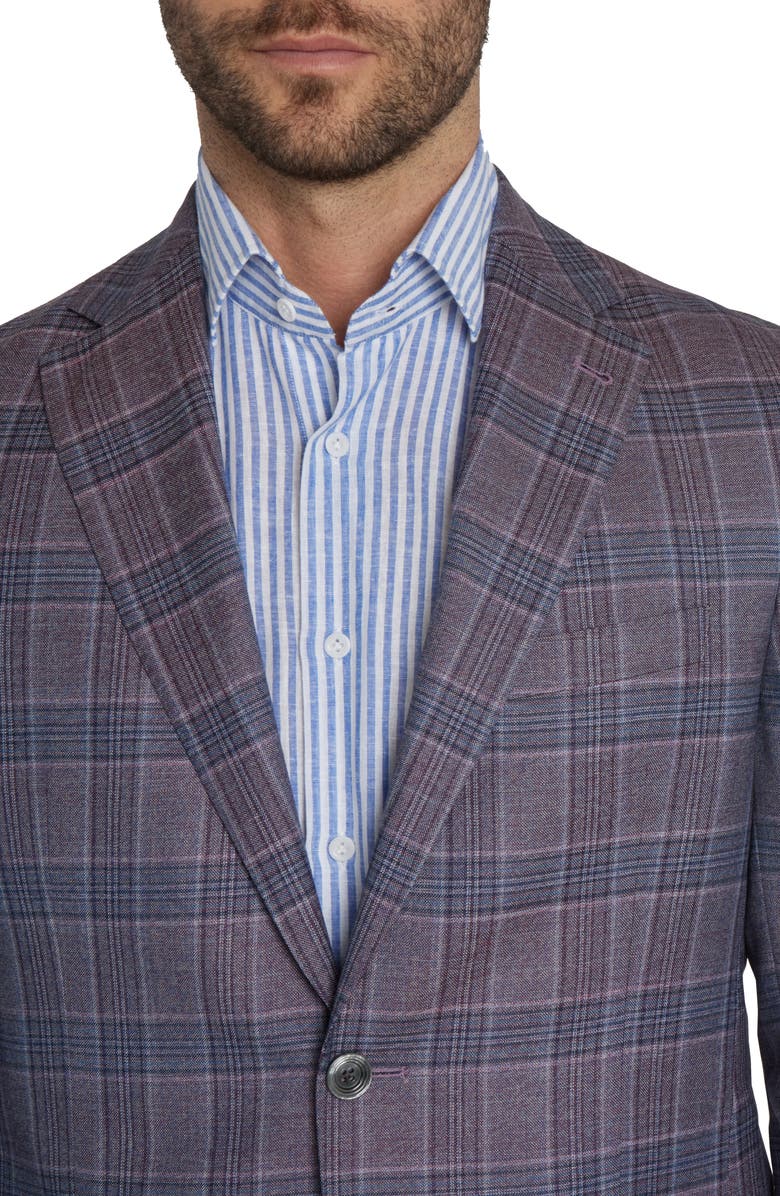 Jack Victor Midland Plaid Wool Sport Coat, Alternate, color, Purple