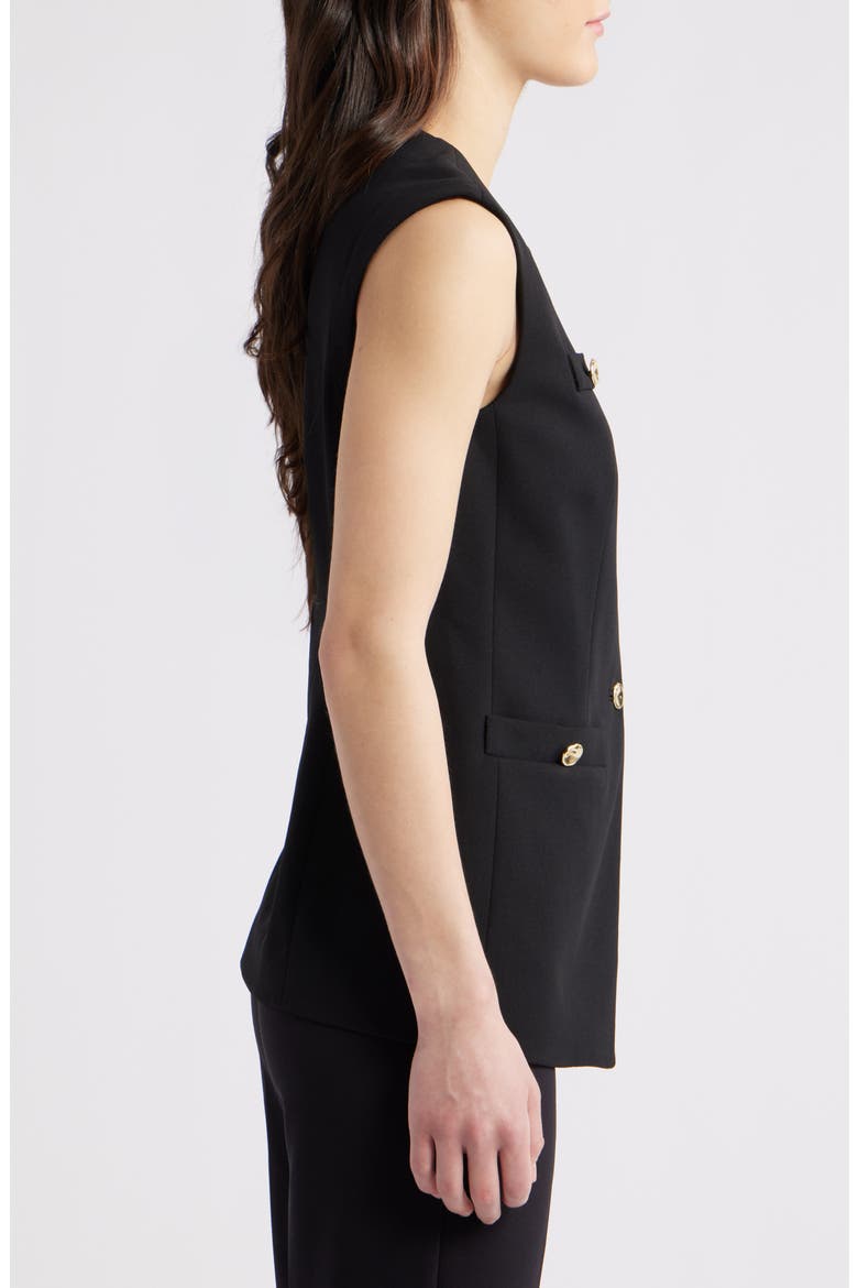 Longline Crepe Vest, Alternate, color, ANNE BLACK
