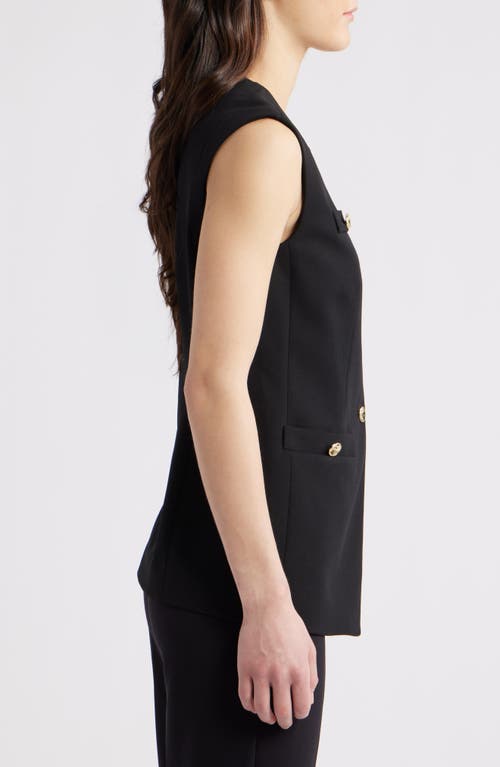 Anne Klein Longline Crepe Vest In Black