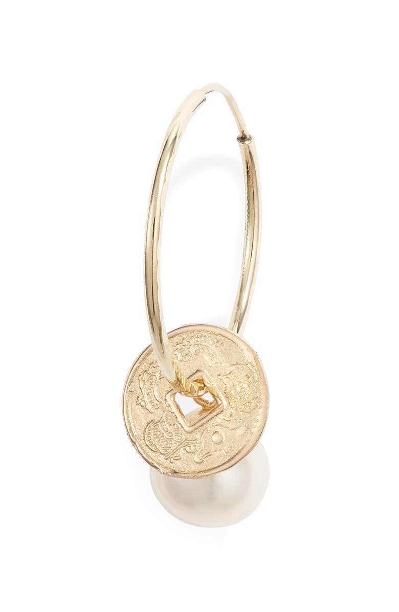 Loren Stewart Coin & Pearl Endless Hoop Earrings, Main, color,