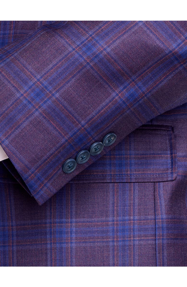 Oak Hill Premium by DXL Big & Tall Bright Plaid Sport Coat, Alternate, color, Plum
