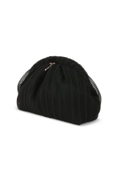 Jewel Badgley Mischka Vale Pleated Tulle And Satin Mini Pouch Clutch In Black